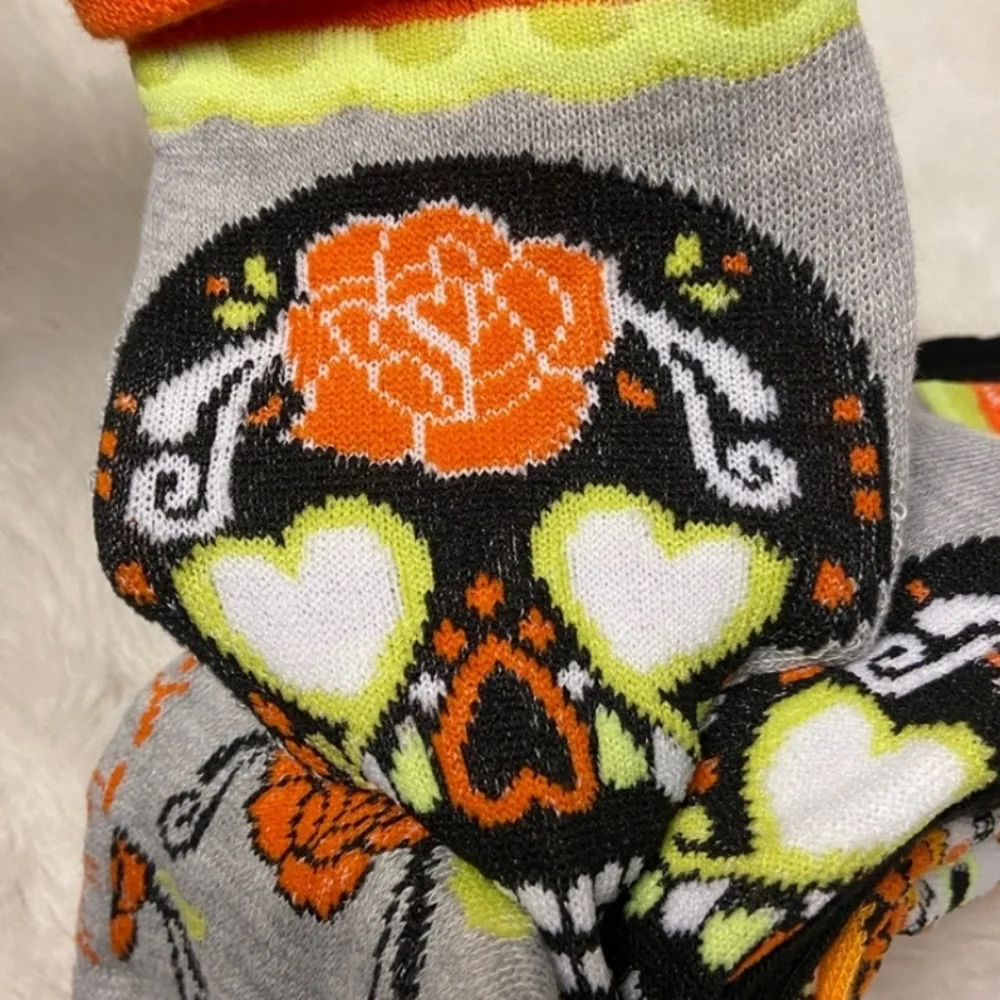 Betsey Johnson Halloween Sugar Skull Crew Socks